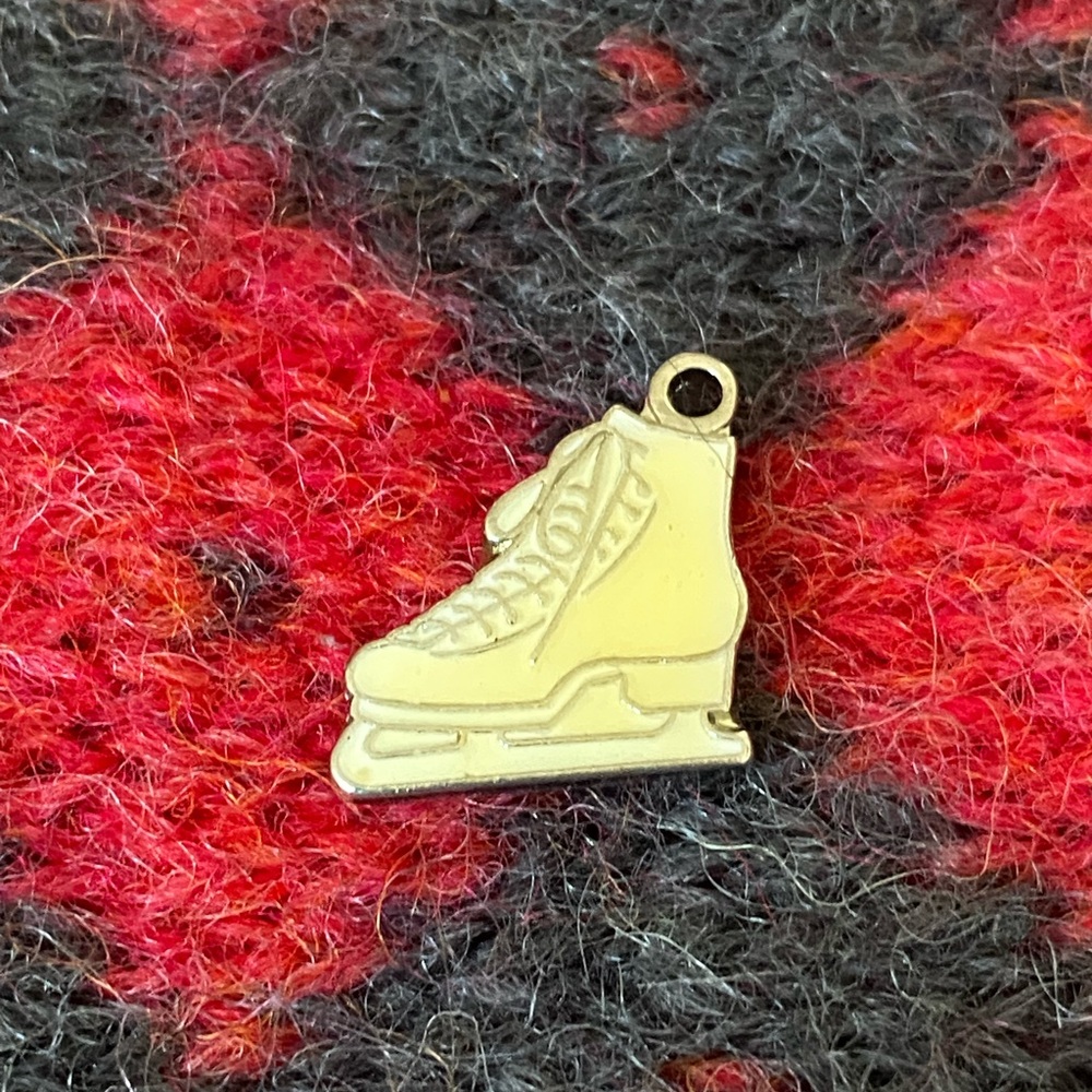Vintage Enamel Ice Skate Pendant